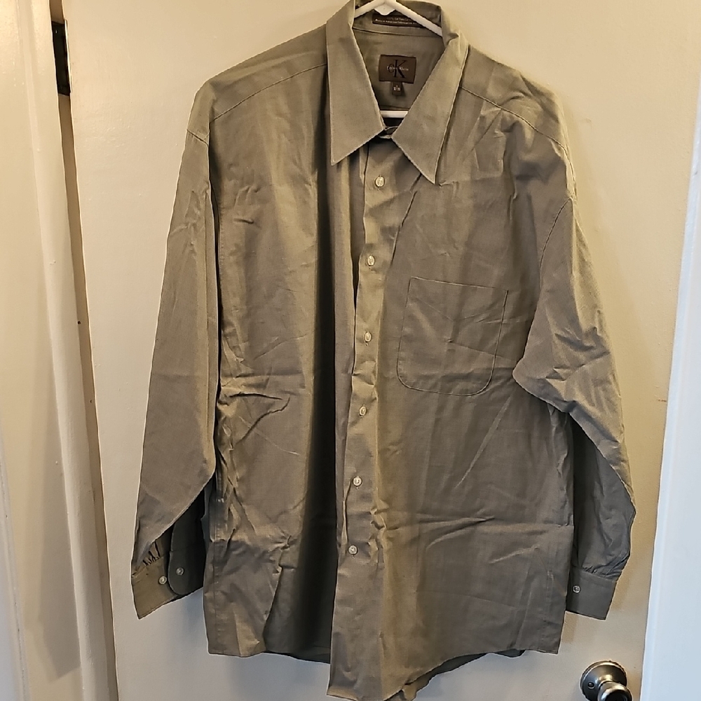 Mens Calvin Klein Tan Casual Button Down Shirt